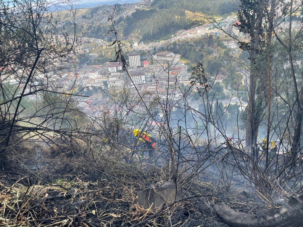 Incendio forestal en El Panecillo, Quito.