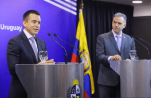 Los Mandatarios en una declaración conjunta ante la prensa