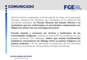 a Fiscalía reconoció que agentes policiales sí habrían seguido los pasos del expresidente de la Confederación de Nacionalidades Indígenas del Ecuador (Conaie), Leonidas Iza.