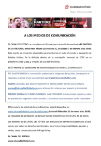 Comunicado oficial Partido de la historia: Instagram ECDF