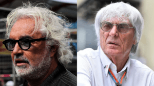 Flavio Briatore (izq) y Bernie Ecclestone (der). Foto SkySports y RaceFans. 