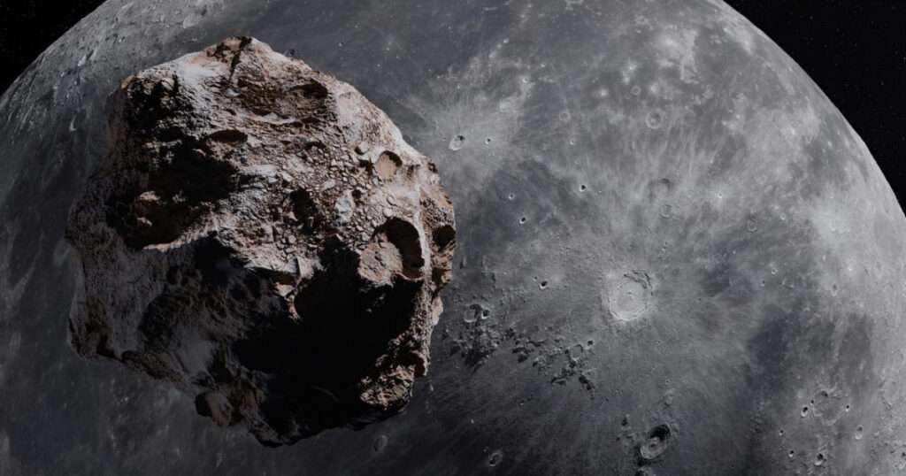 Animación 3D de un asteroide dirigiéndose a la LunaGetty Images / Mikdam