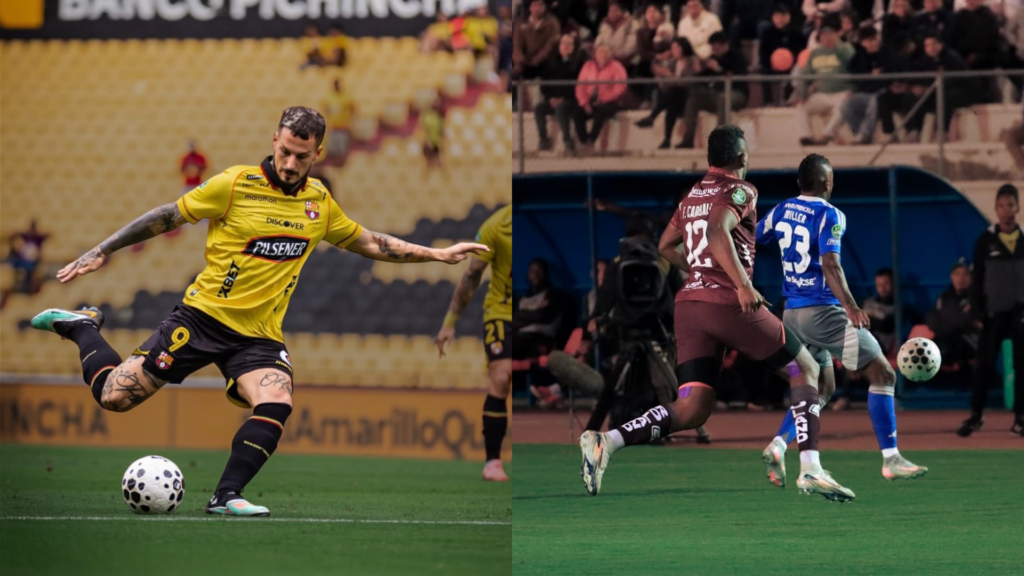 Benedetto en Barcelona vs. Católica (izq) Miller en Emelec vs. Mushuc Runa (der) Foto: @barcelonasc y @csemelec.