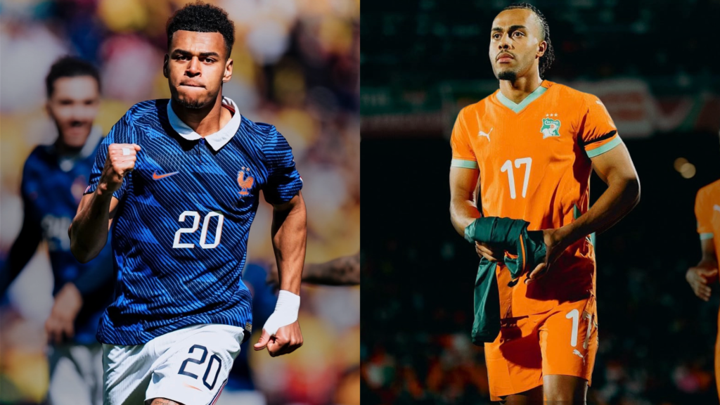 Désiré Doué (izq) y Guéla Doué (der) hermanos que juegan en distintas selecciones. Foto: @desire.doue y @guela.doue.