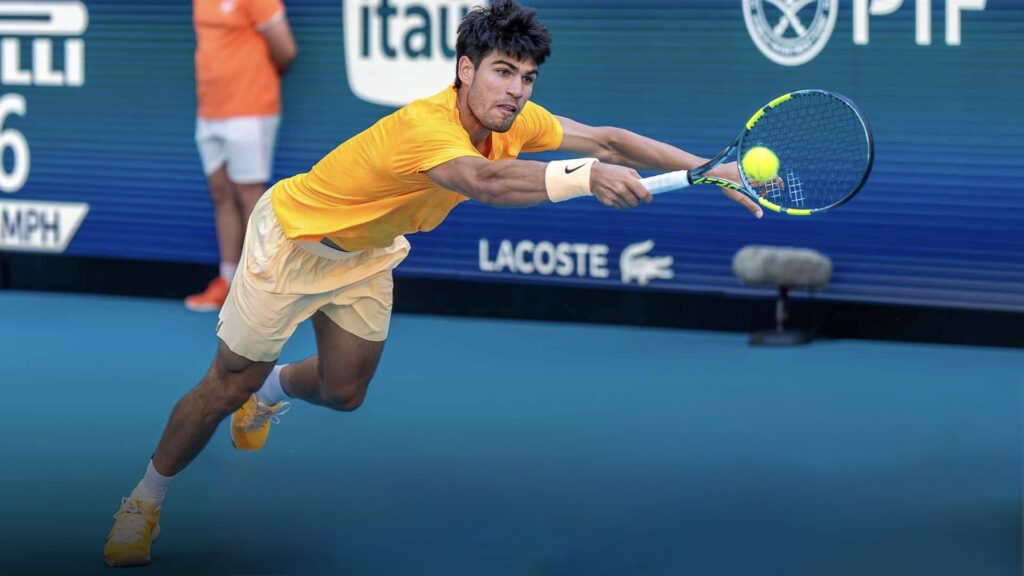 Carlos Alcaraz en el Miami Open. Foto: ATP.