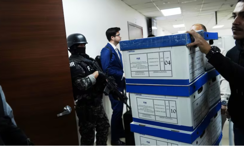 Audiencia de evaluación y preparatoria de juicio del caso Magnicidio FV., en el Complejo Judicial Norte. Alfredo Cárdenas/El Universo.